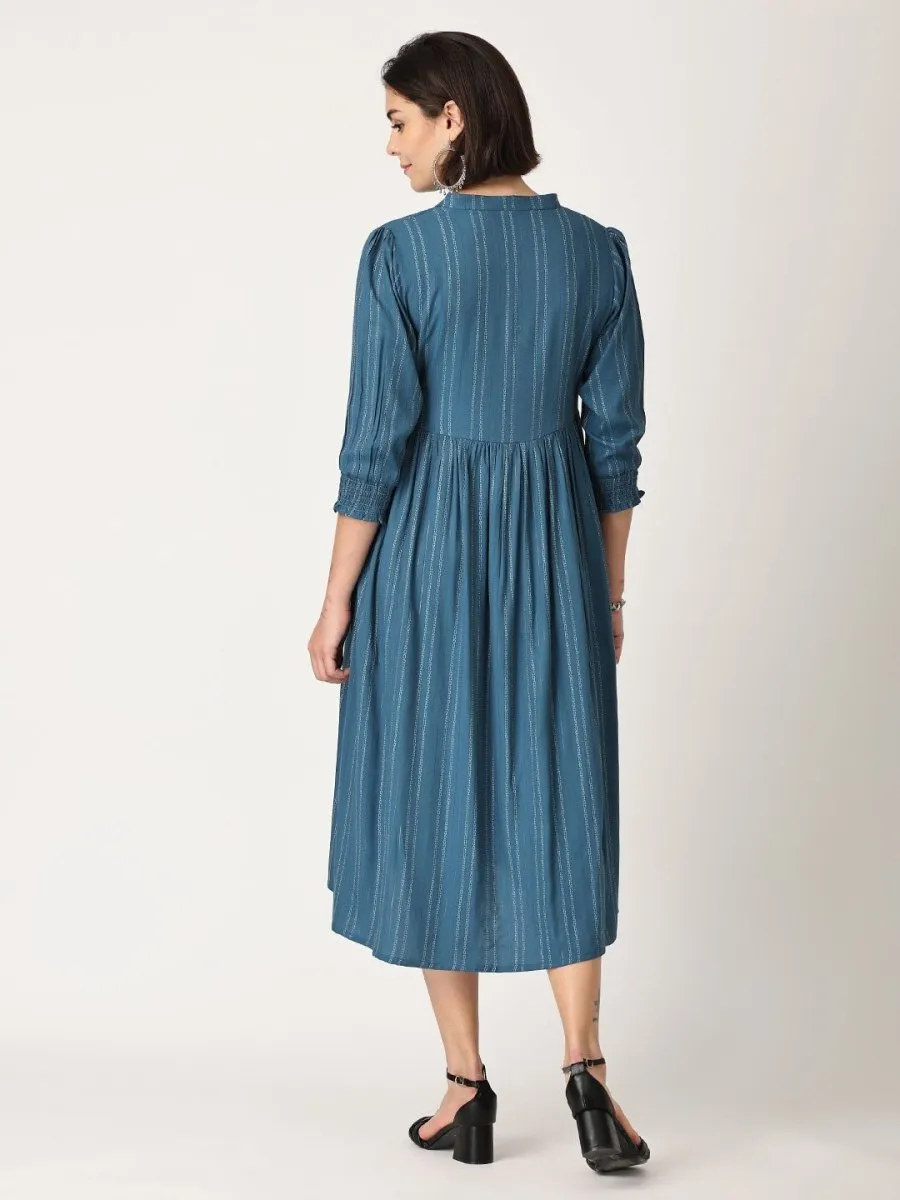 Turkish Teal Maternity Dress with Nursing