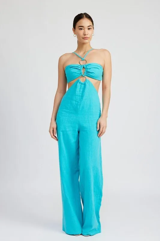 Turquoise Cut Out Jumpsuit