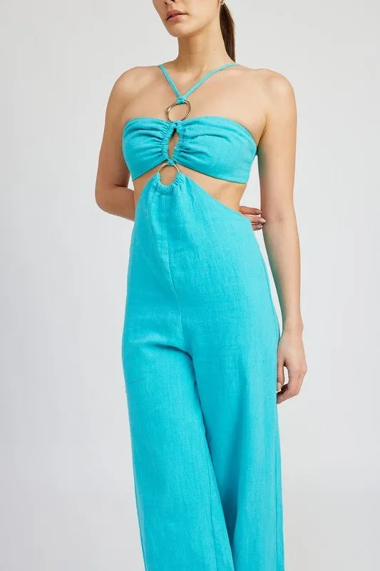 Turquoise Cut Out Jumpsuit