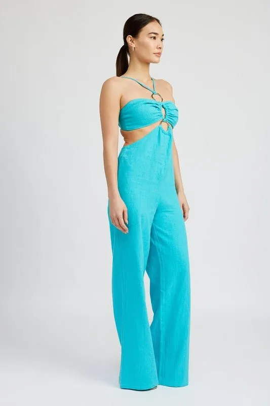 Turquoise Cut Out Jumpsuit