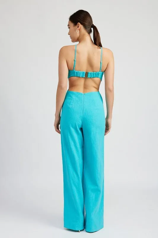 Turquoise Cut Out Jumpsuit