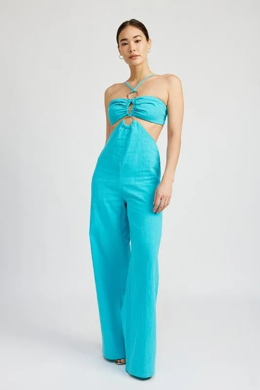 Turquoise Cut Out Jumpsuit