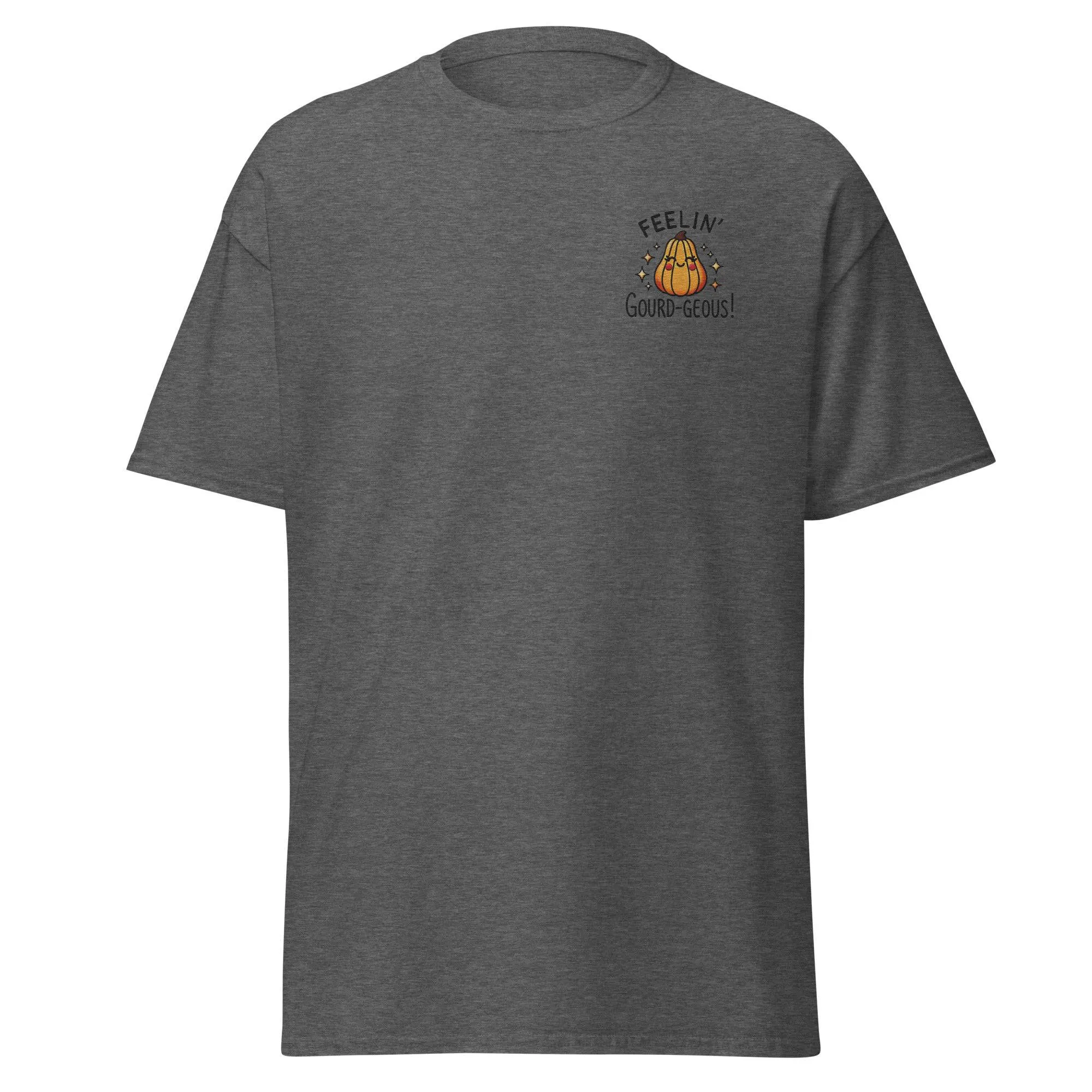 Unisex Fall Embroidered T-Shirt – "Feelin' Gourd-Geous" – Fun & Stylish Fall Tee for Autumn Lovers