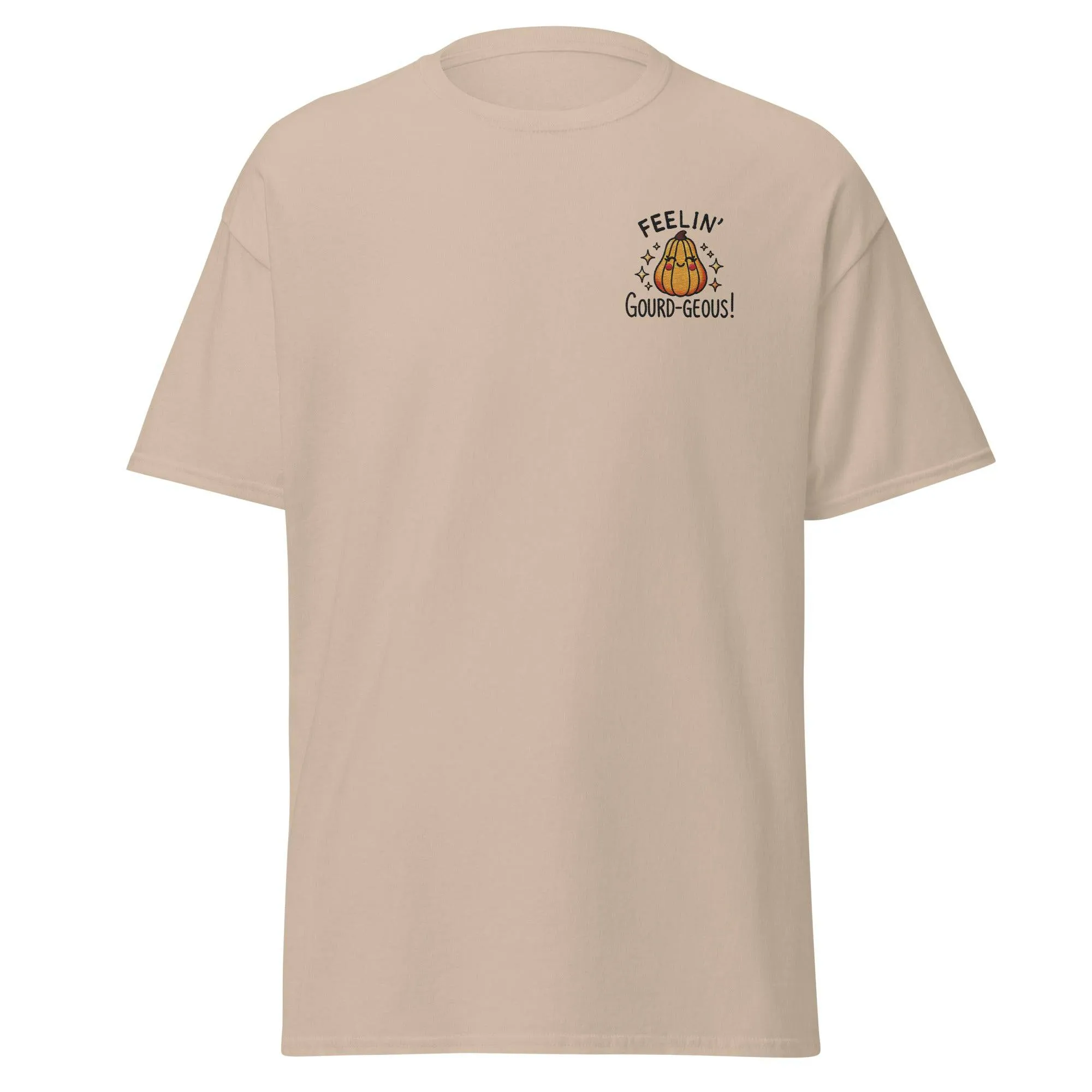 Unisex Fall Embroidered T-Shirt – "Feelin' Gourd-Geous" – Fun & Stylish Fall Tee for Autumn Lovers