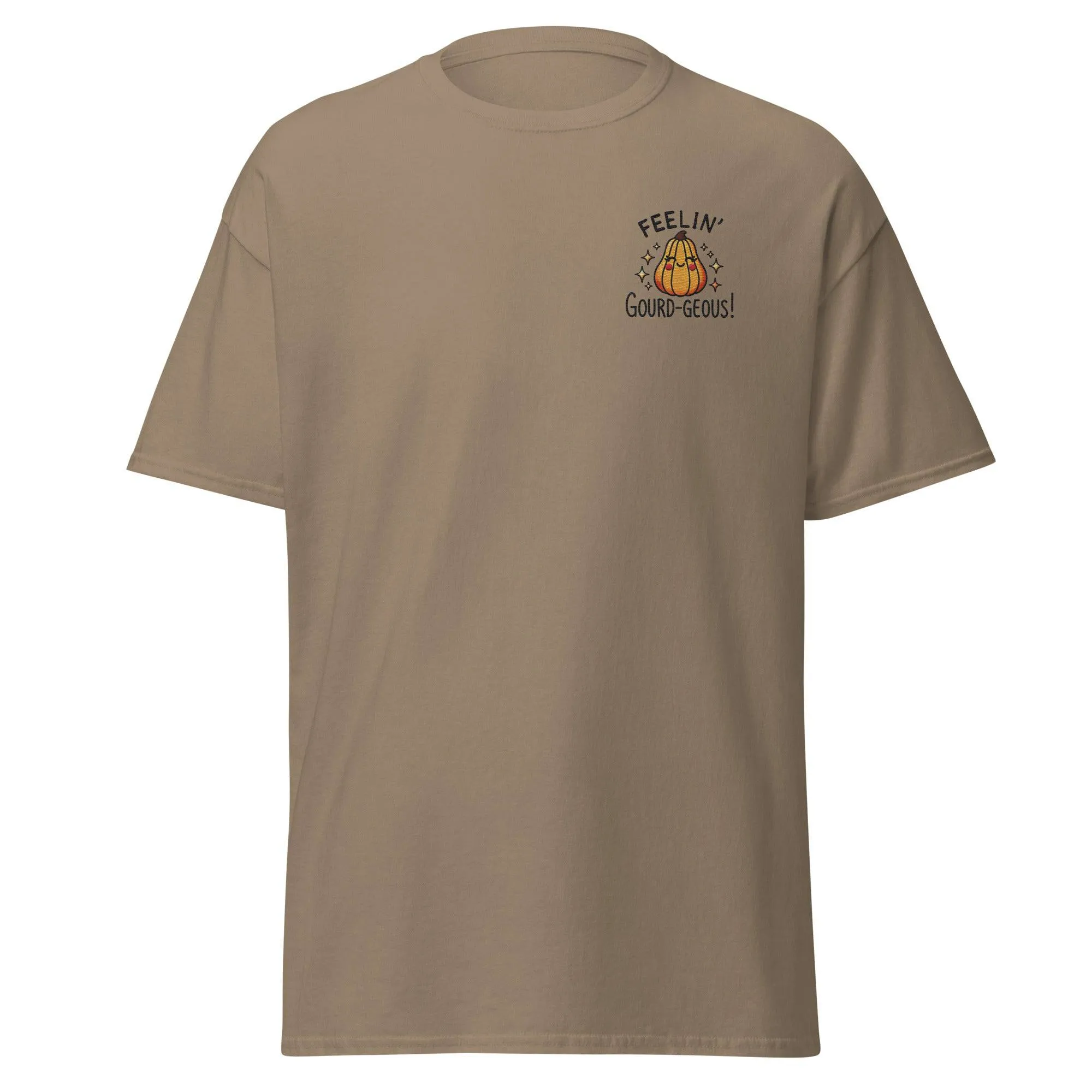 Unisex Fall Embroidered T-Shirt – "Feelin' Gourd-Geous" – Fun & Stylish Fall Tee for Autumn Lovers