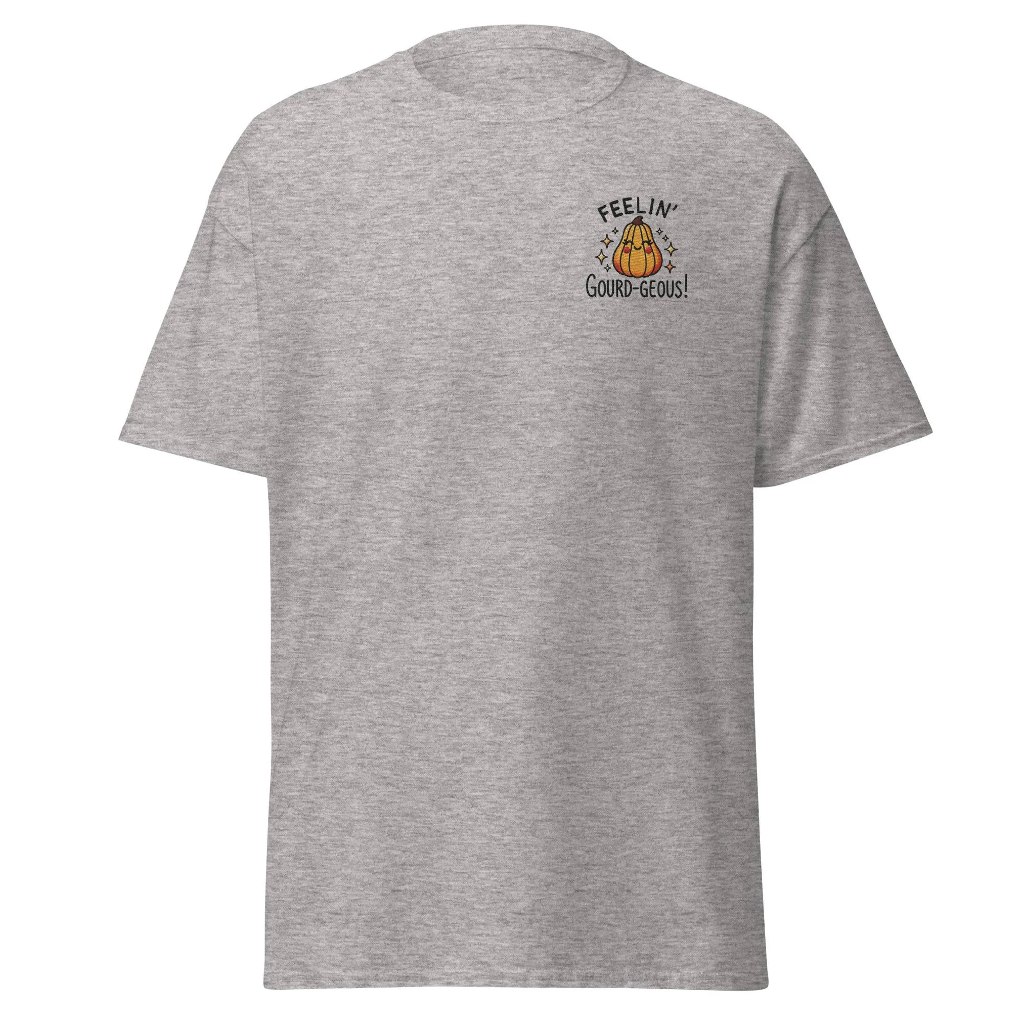 Unisex Fall Embroidered T-Shirt – "Feelin' Gourd-Geous" – Fun & Stylish Fall Tee for Autumn Lovers