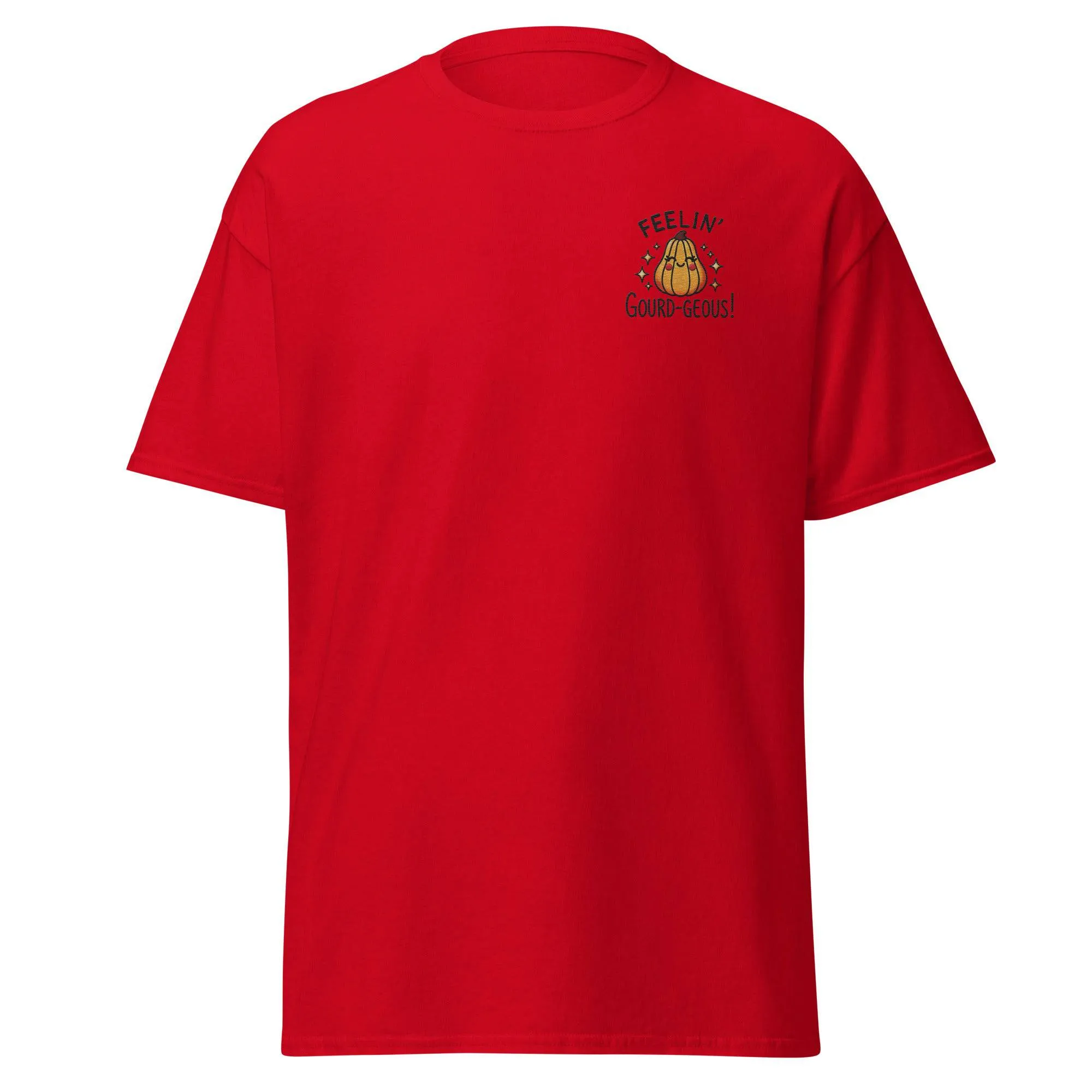 Unisex Fall Embroidered T-Shirt – "Feelin' Gourd-Geous" – Fun & Stylish Fall Tee for Autumn Lovers