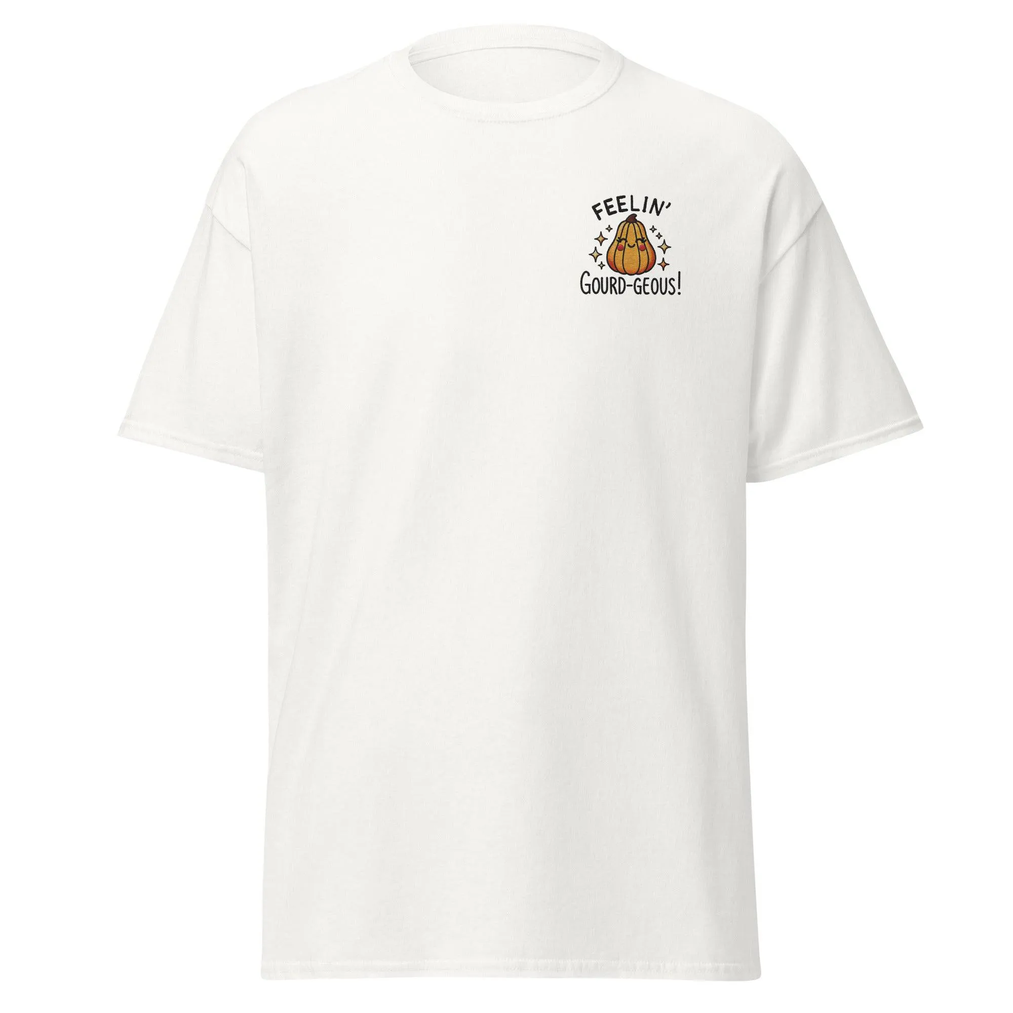 Unisex Fall Embroidered T-Shirt – "Feelin' Gourd-Geous" – Fun & Stylish Fall Tee for Autumn Lovers