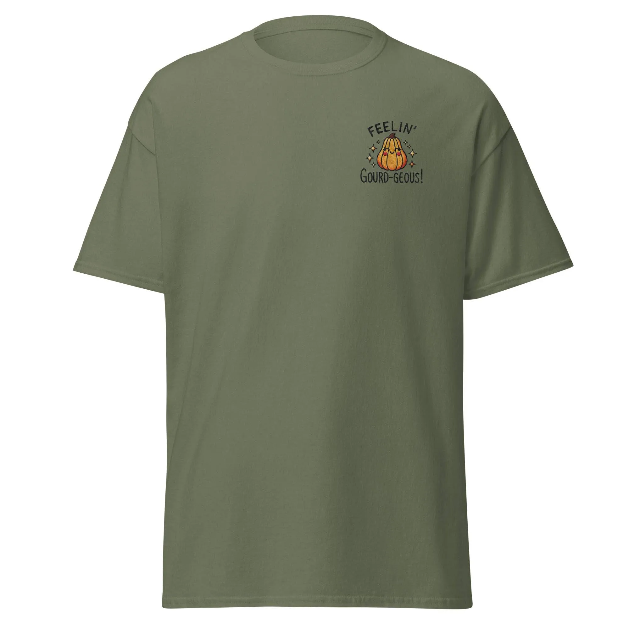 Unisex Fall Embroidered T-Shirt – "Feelin' Gourd-Geous" – Fun & Stylish Fall Tee for Autumn Lovers