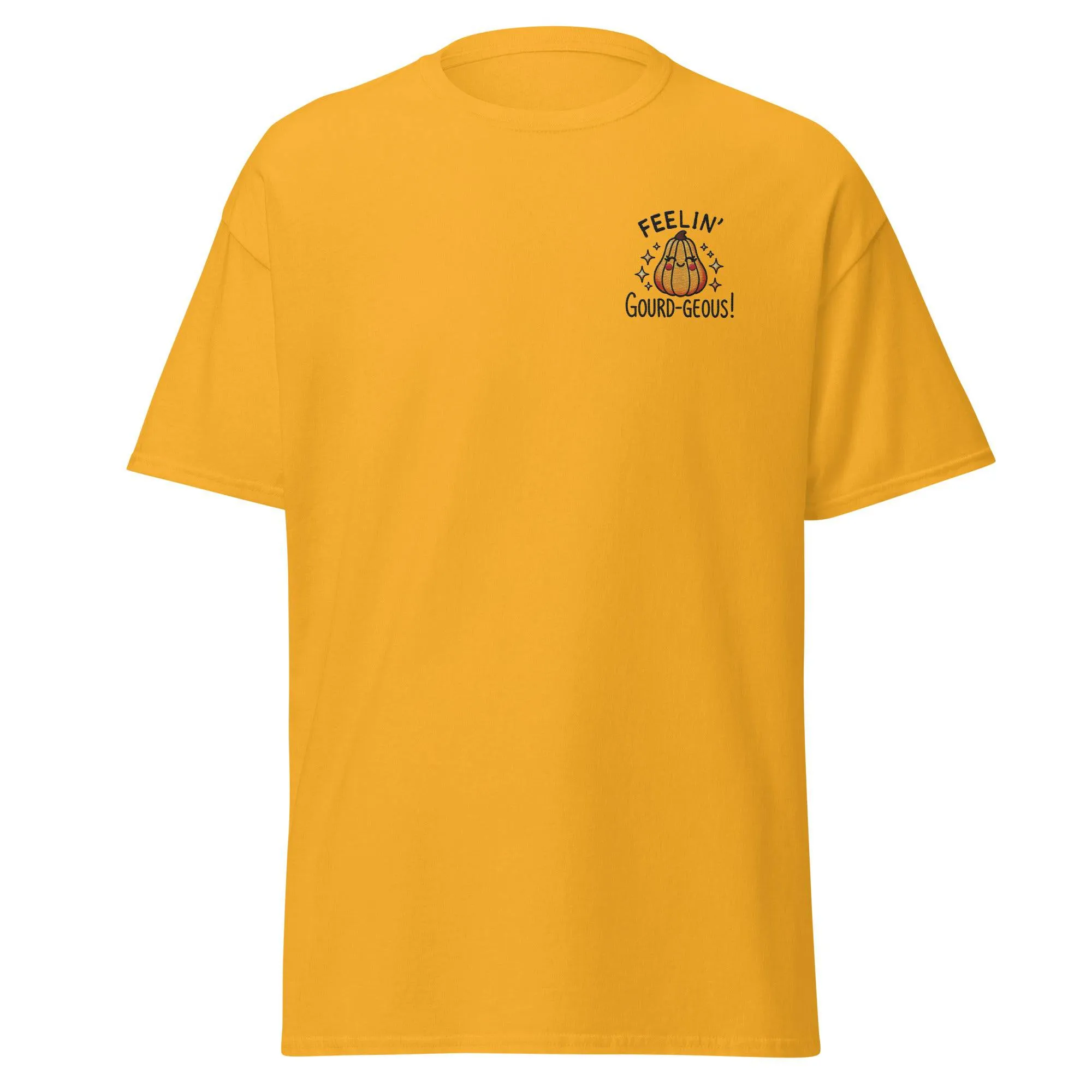 Unisex Fall Embroidered T-Shirt – "Feelin' Gourd-Geous" – Fun & Stylish Fall Tee for Autumn Lovers