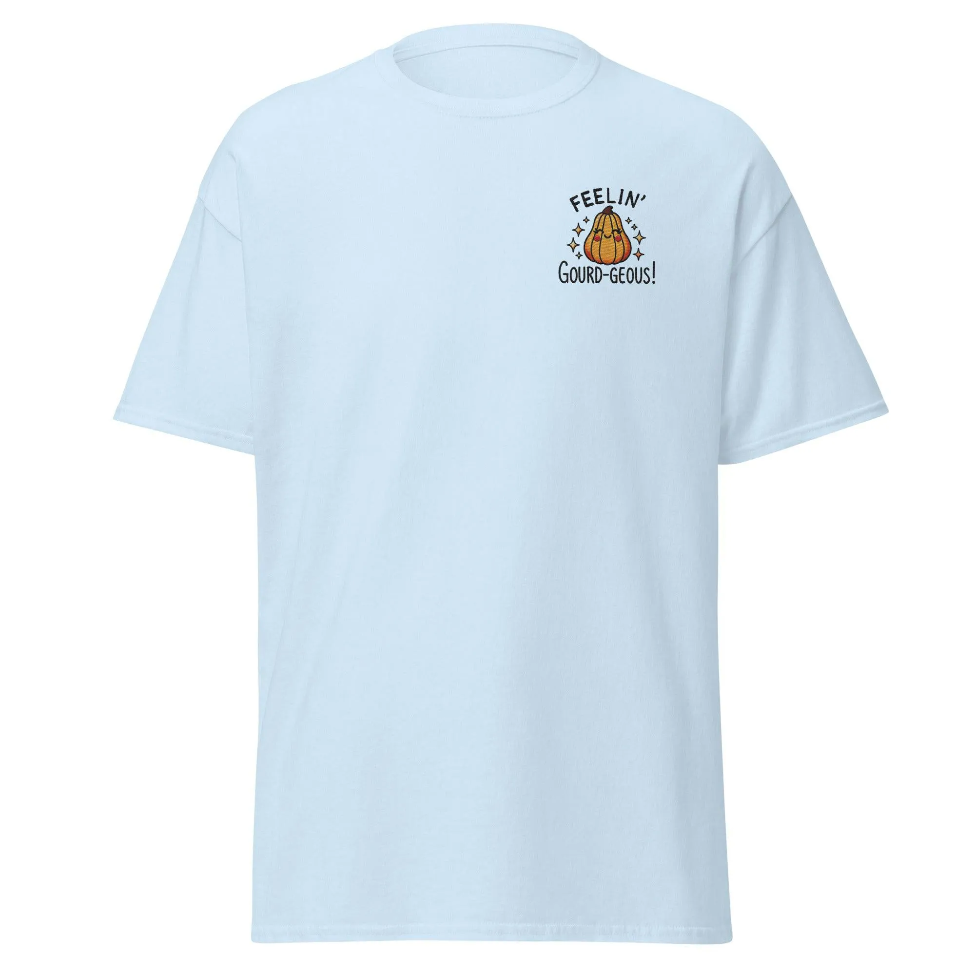 Unisex Fall Embroidered T-Shirt – "Feelin' Gourd-Geous" – Fun & Stylish Fall Tee for Autumn Lovers