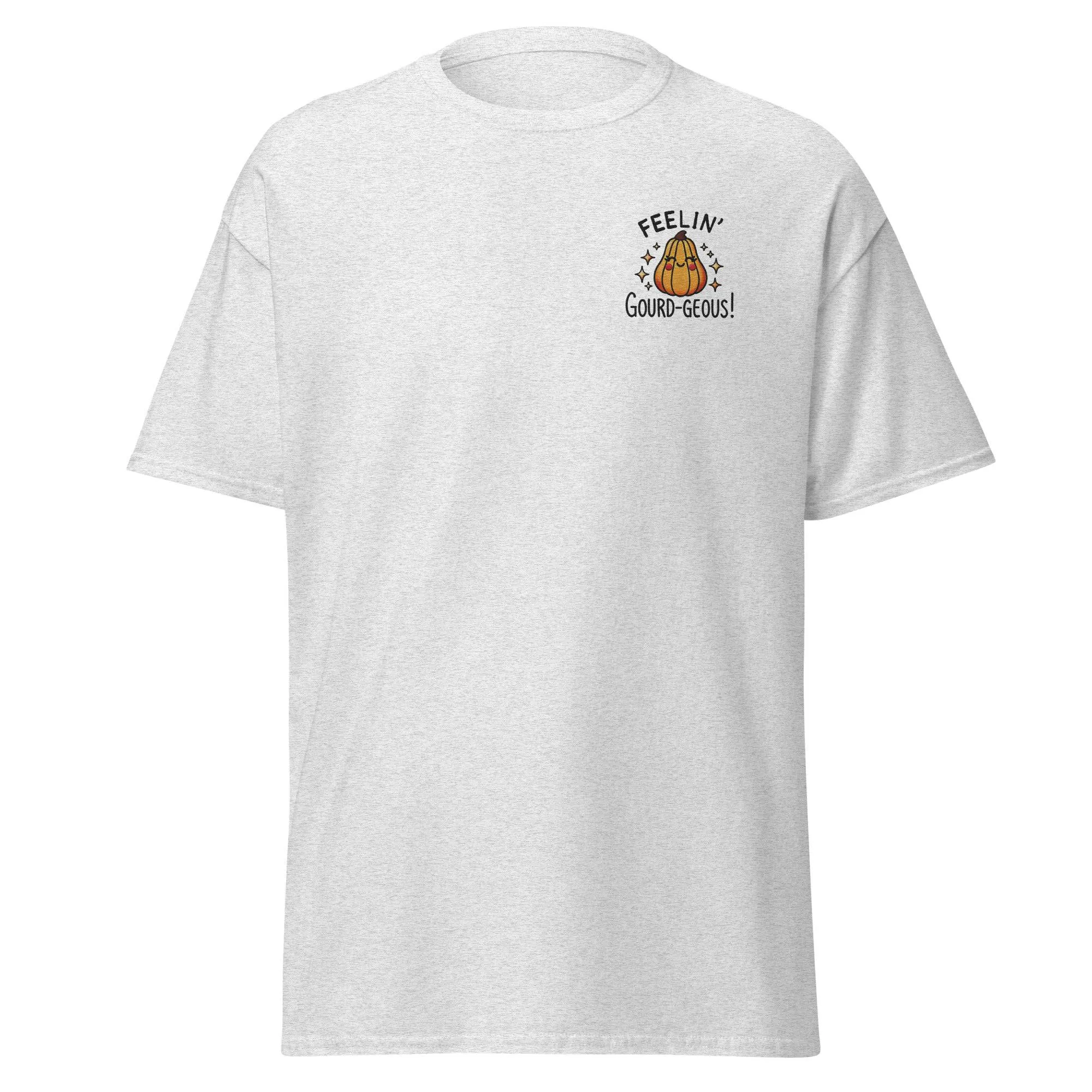 Unisex Fall Embroidered T-Shirt – "Feelin' Gourd-Geous" – Fun & Stylish Fall Tee for Autumn Lovers