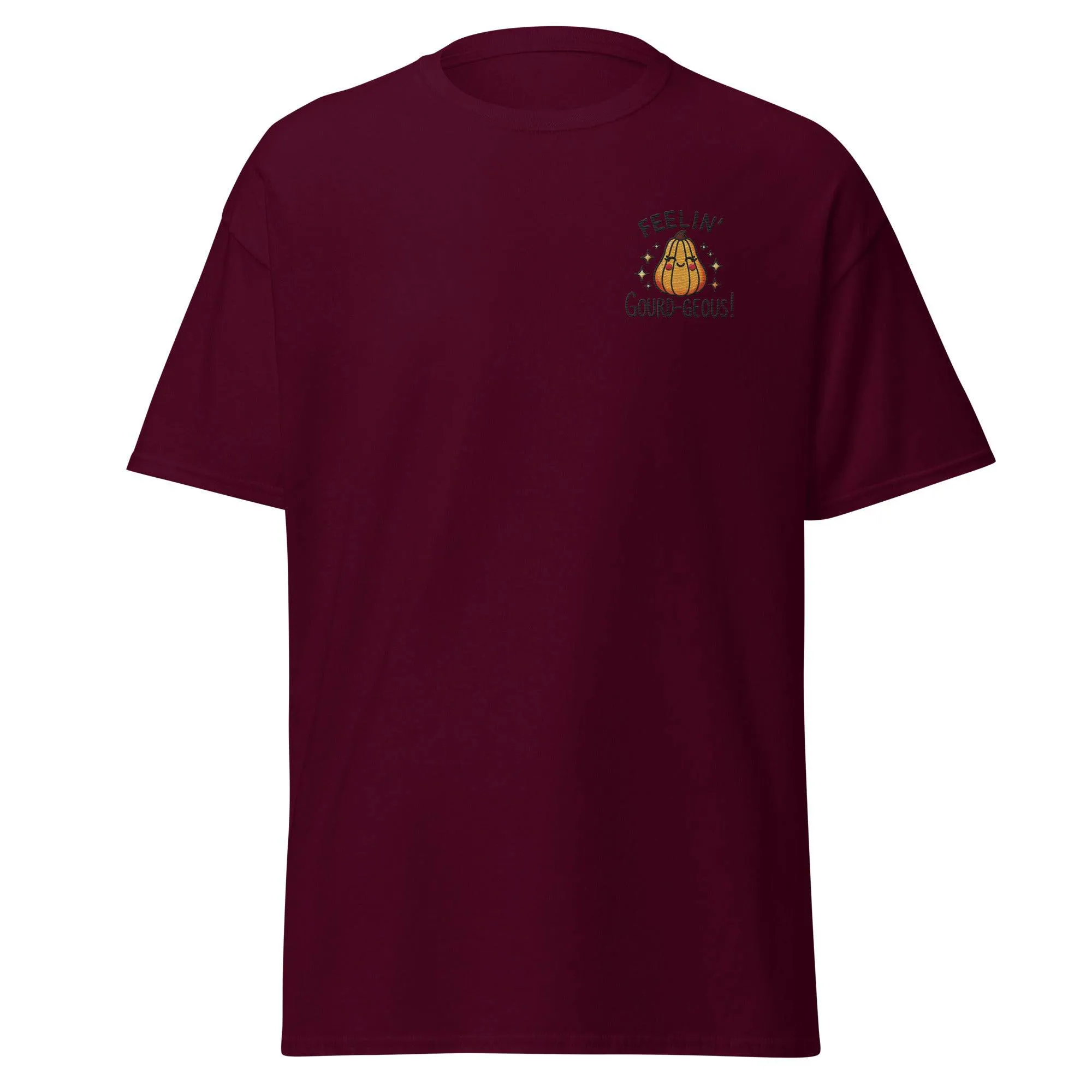 Unisex Fall Embroidered T-Shirt – "Feelin' Gourd-Geous" – Fun & Stylish Fall Tee for Autumn Lovers