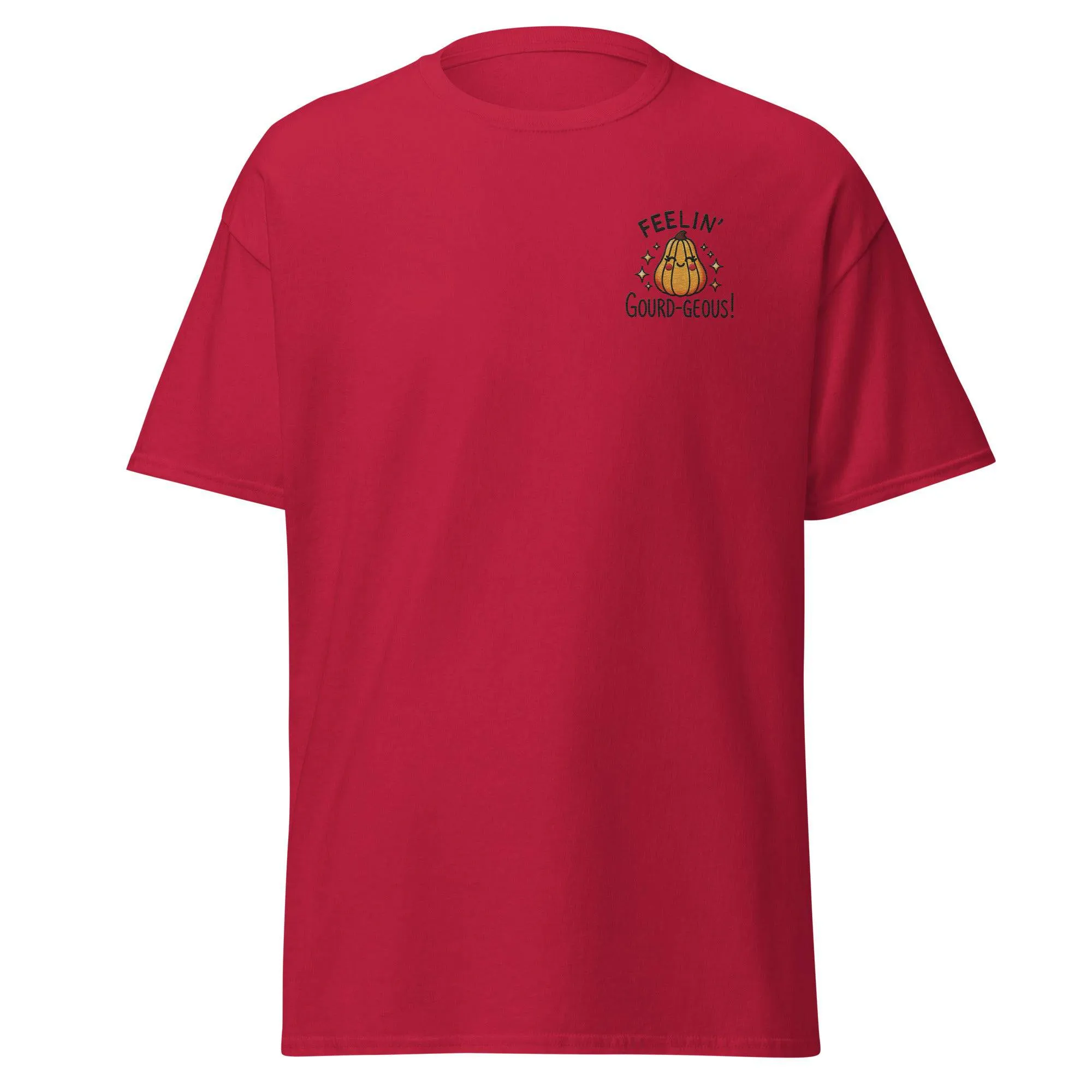 Unisex Fall Embroidered T-Shirt – "Feelin' Gourd-Geous" – Fun & Stylish Fall Tee for Autumn Lovers