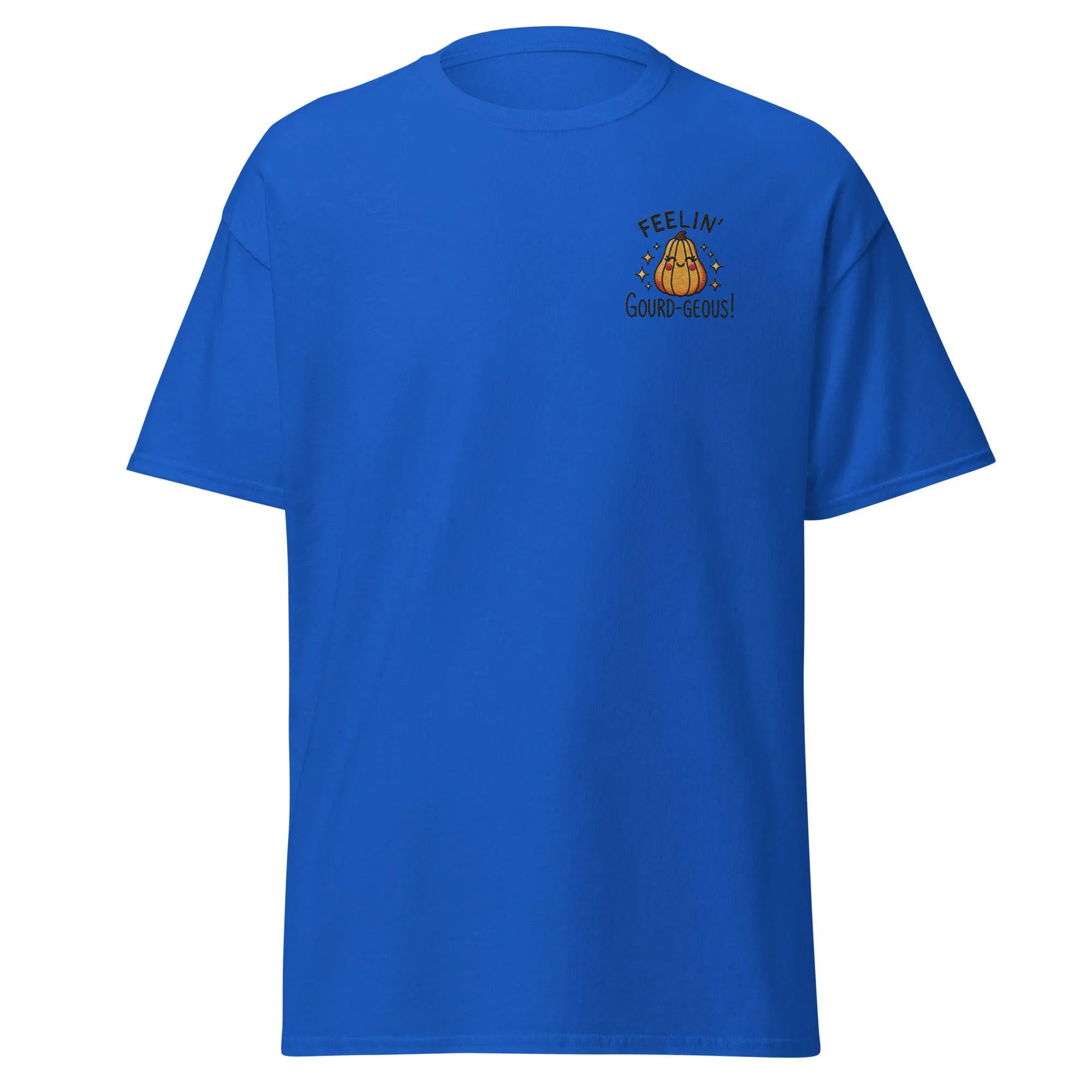 Unisex Fall Embroidered T-Shirt – "Feelin' Gourd-Geous" – Fun & Stylish Fall Tee for Autumn Lovers