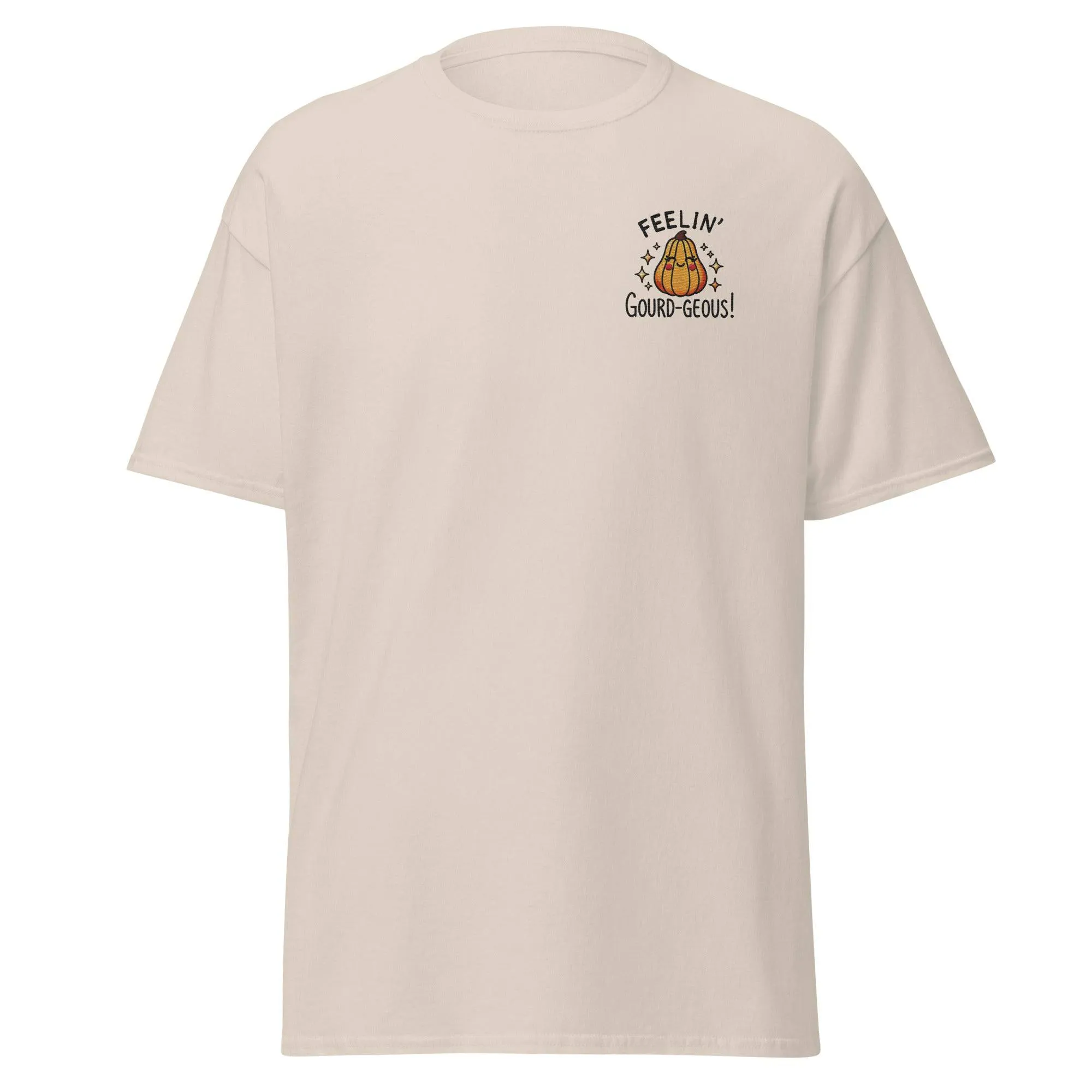 Unisex Fall Embroidered T-Shirt – "Feelin' Gourd-Geous" – Fun & Stylish Fall Tee for Autumn Lovers