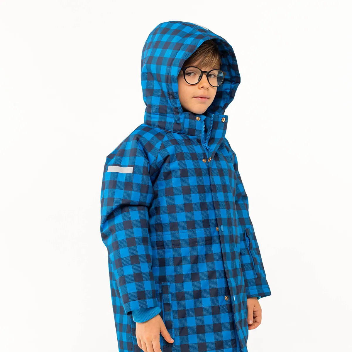 Vichy Snow Jacket in Blue / Navy by Tinycottons