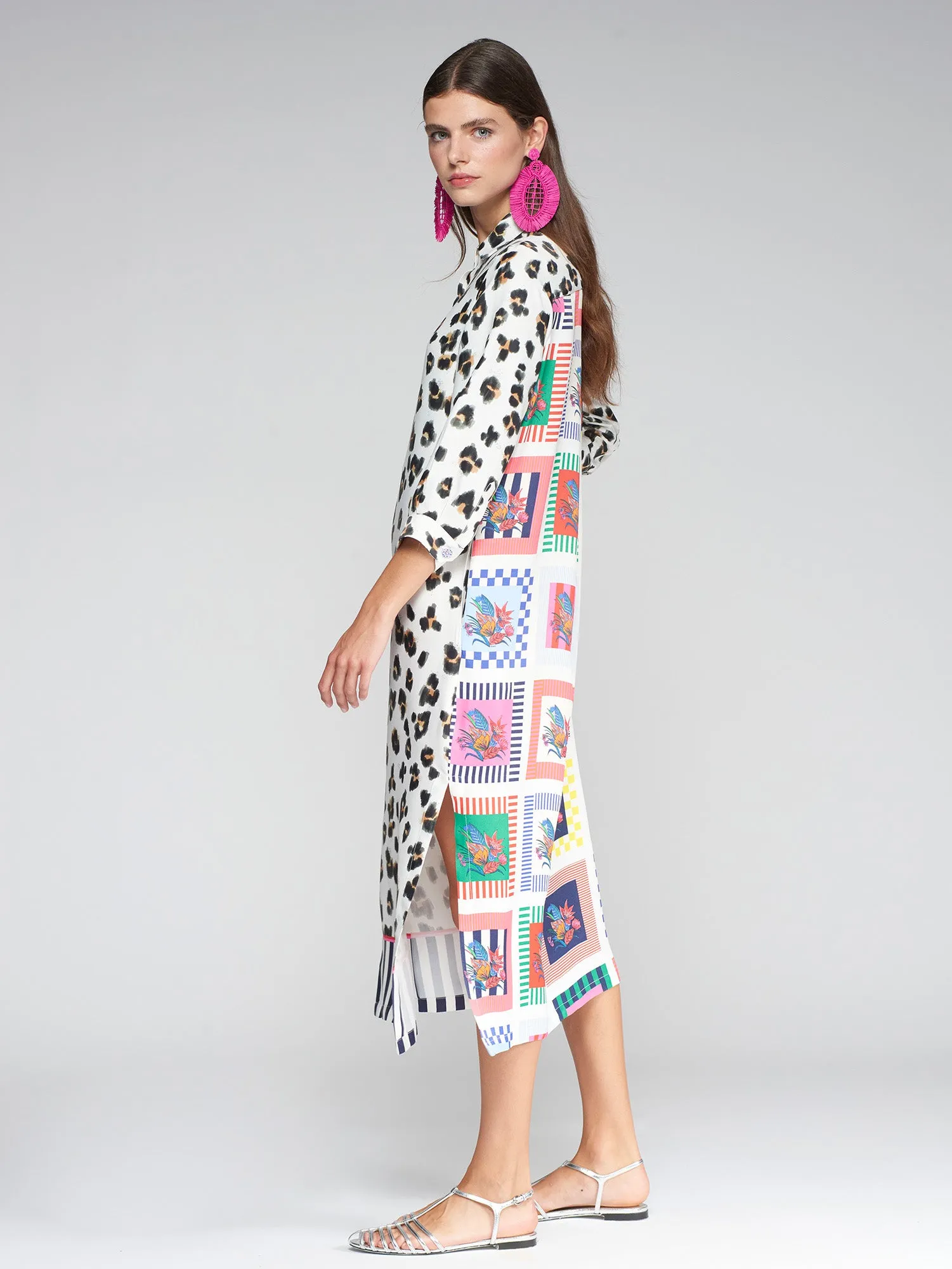 VILAGALLO ANTONELLA BLUE CONTRAST SHIRT DRESS 32468 125
