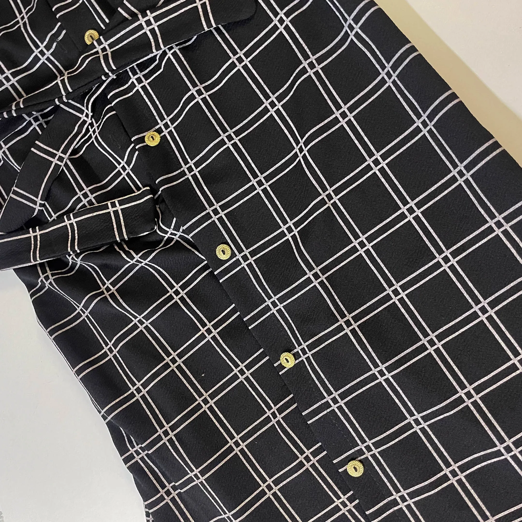 Vintage Misslook women's plaid print button up shirt dress UK 10|L40W18|SKU 3769