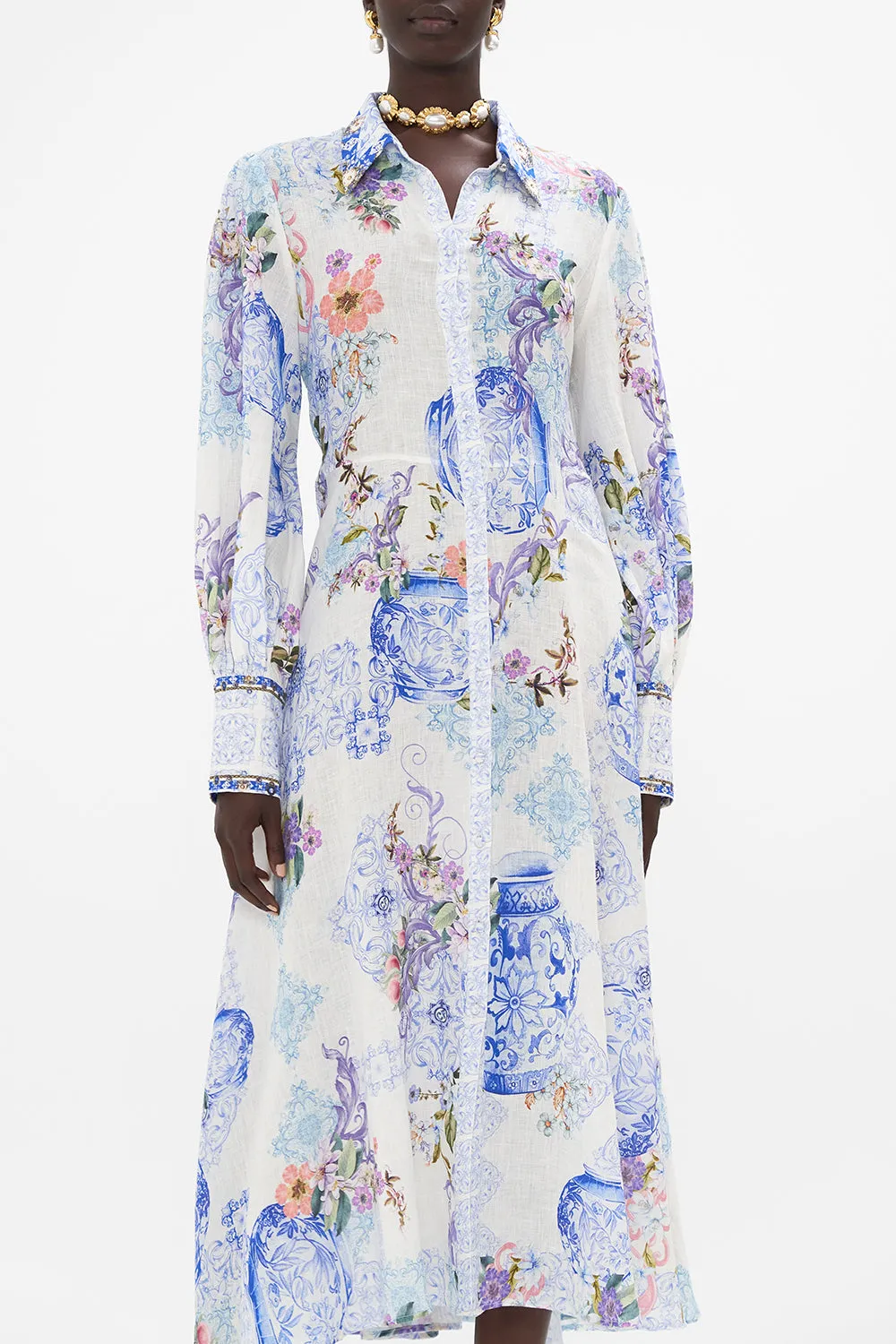WAIST TIE SHIRT DRESS PAINT ME POSITANO