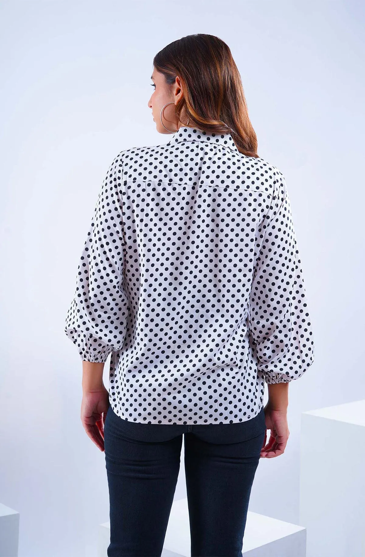 White and Black Polka Dot Shirt