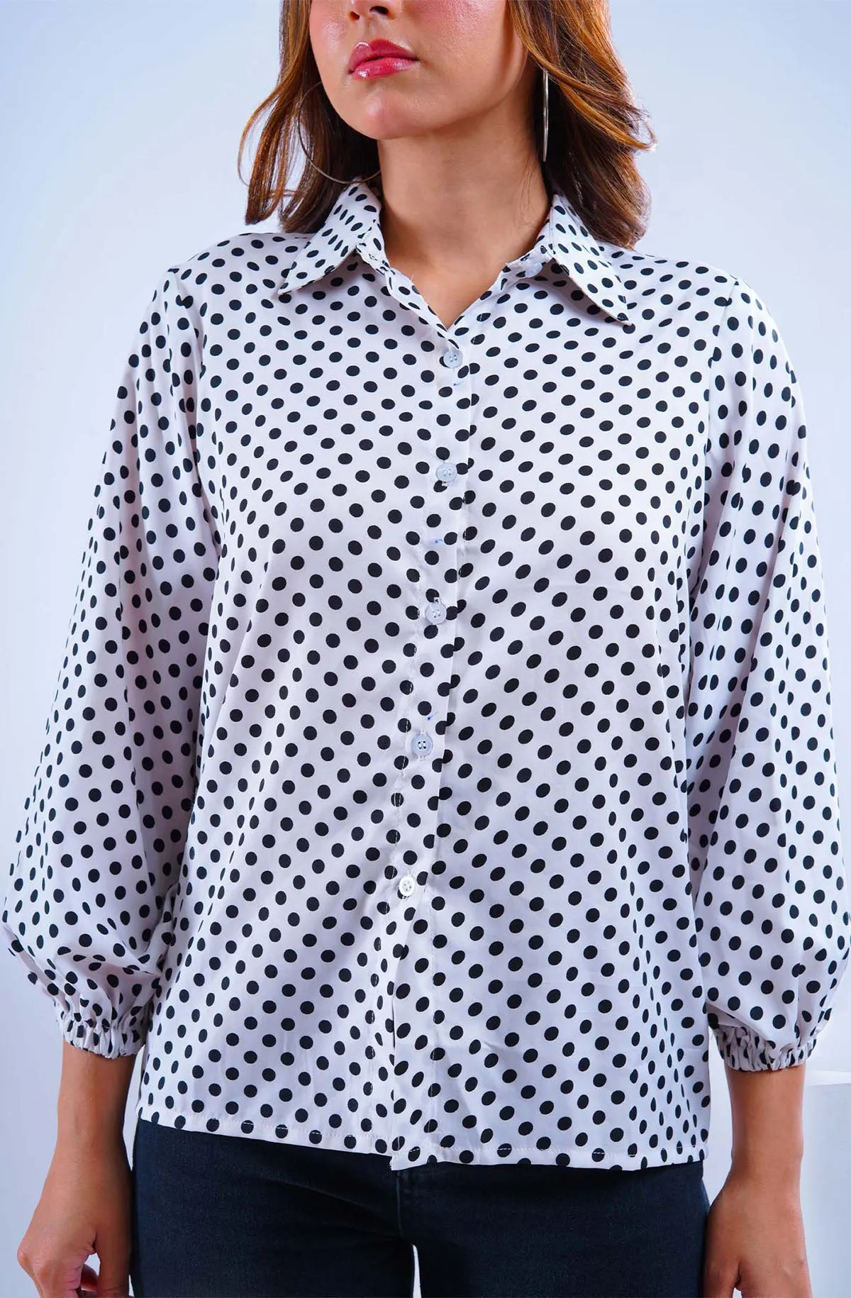 White and Black Polka Dot Shirt