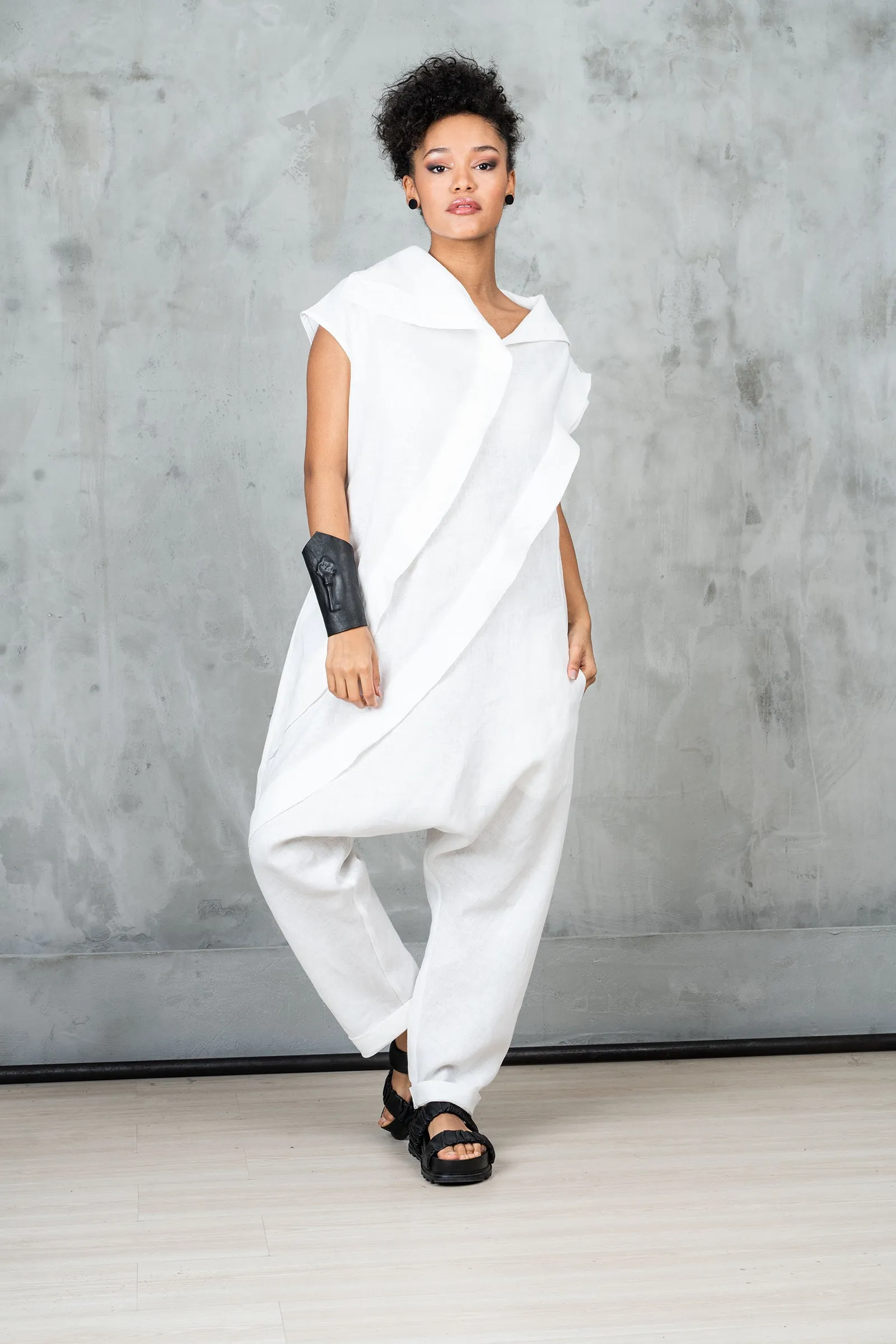 White Linen Jumpsuit