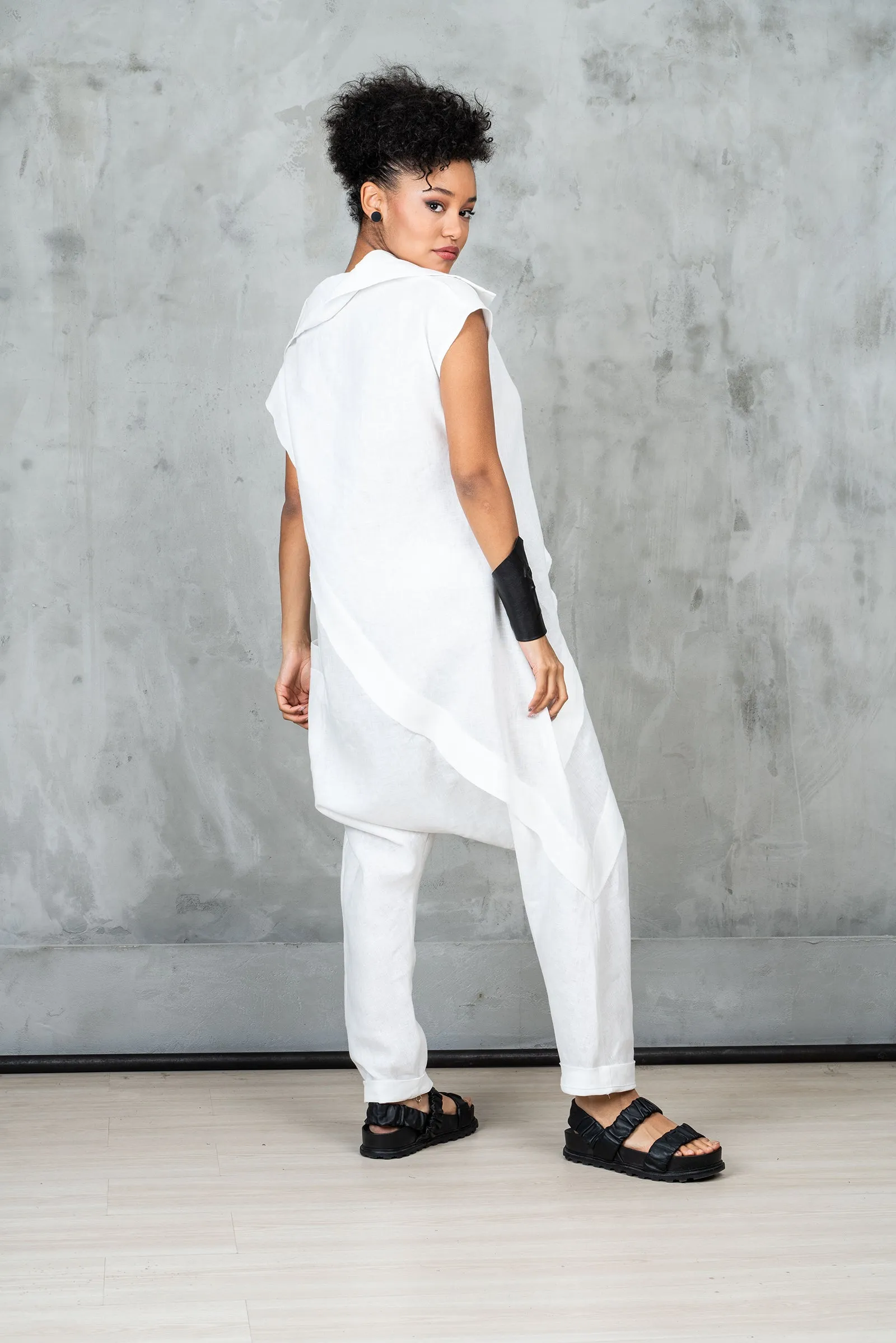 White Linen Jumpsuit
