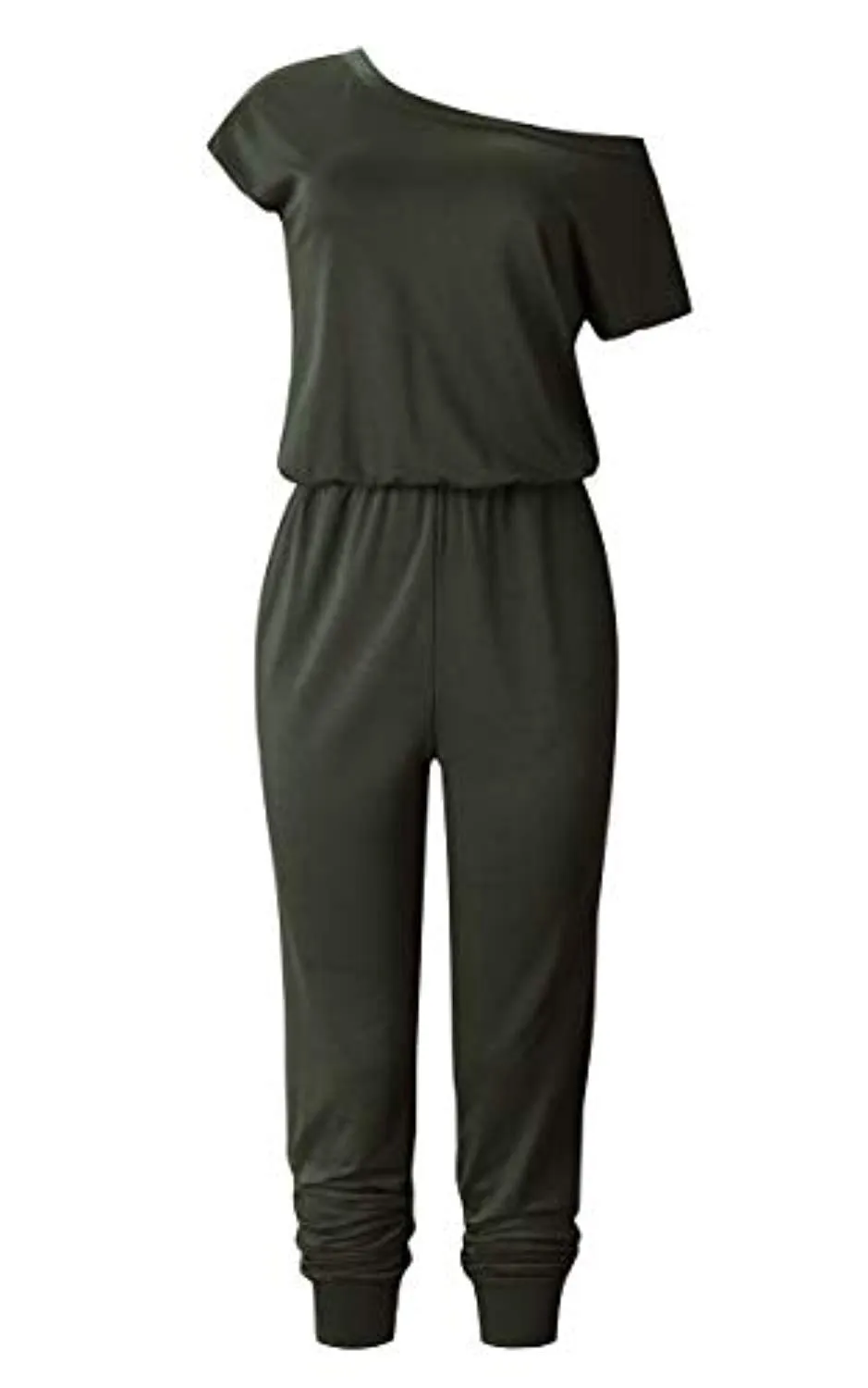 Women's Jumpsuits - Off Shoulder Short Sleeve Elastic Waist Romper  with Pockets