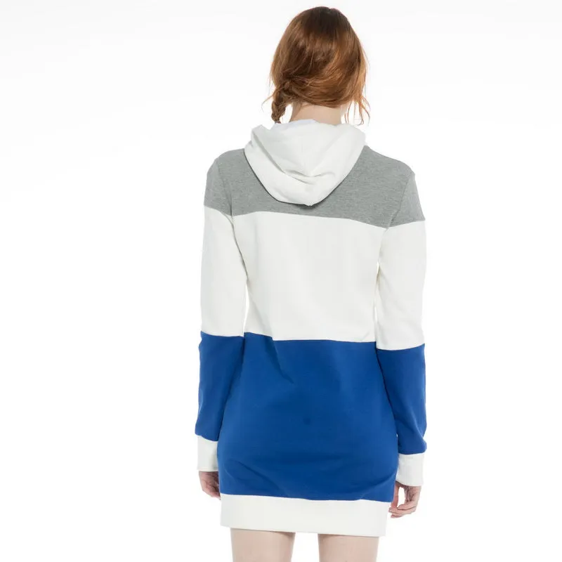 Women's Longline Hoodie Dress  S M L XL Black/White/Grey  or Blue/White/Grey