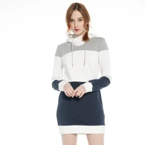 Women's Longline Hoodie Dress  S M L XL Black/White/Grey  or Blue/White/Grey