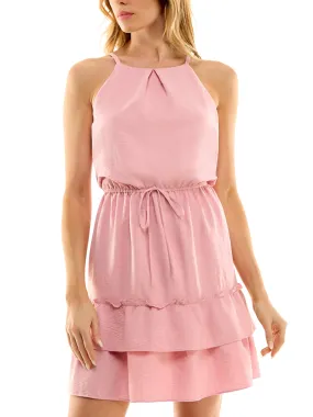 Women's Ruffled Hem Dress,Pink