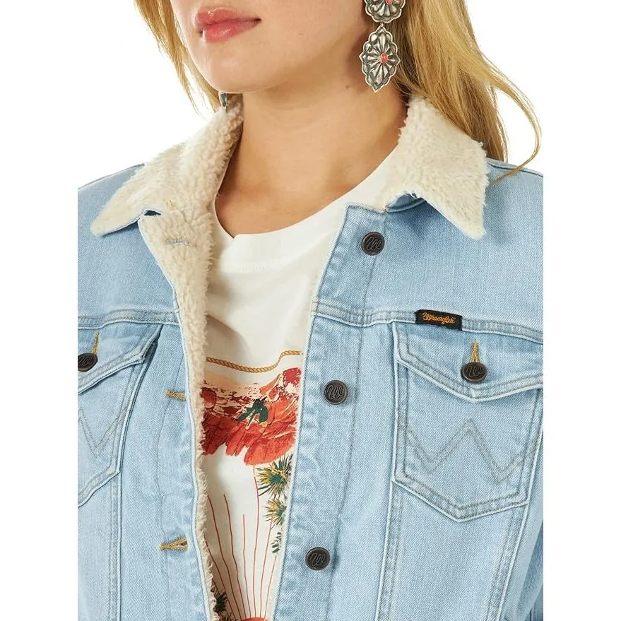 Wrangler Women’s Jacket Retro Denim Sherpa Lined