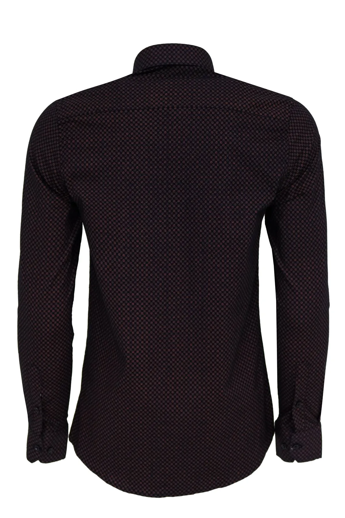 WSS Brown Tiny Check Patterned Slim Fit Shirt  - Singen