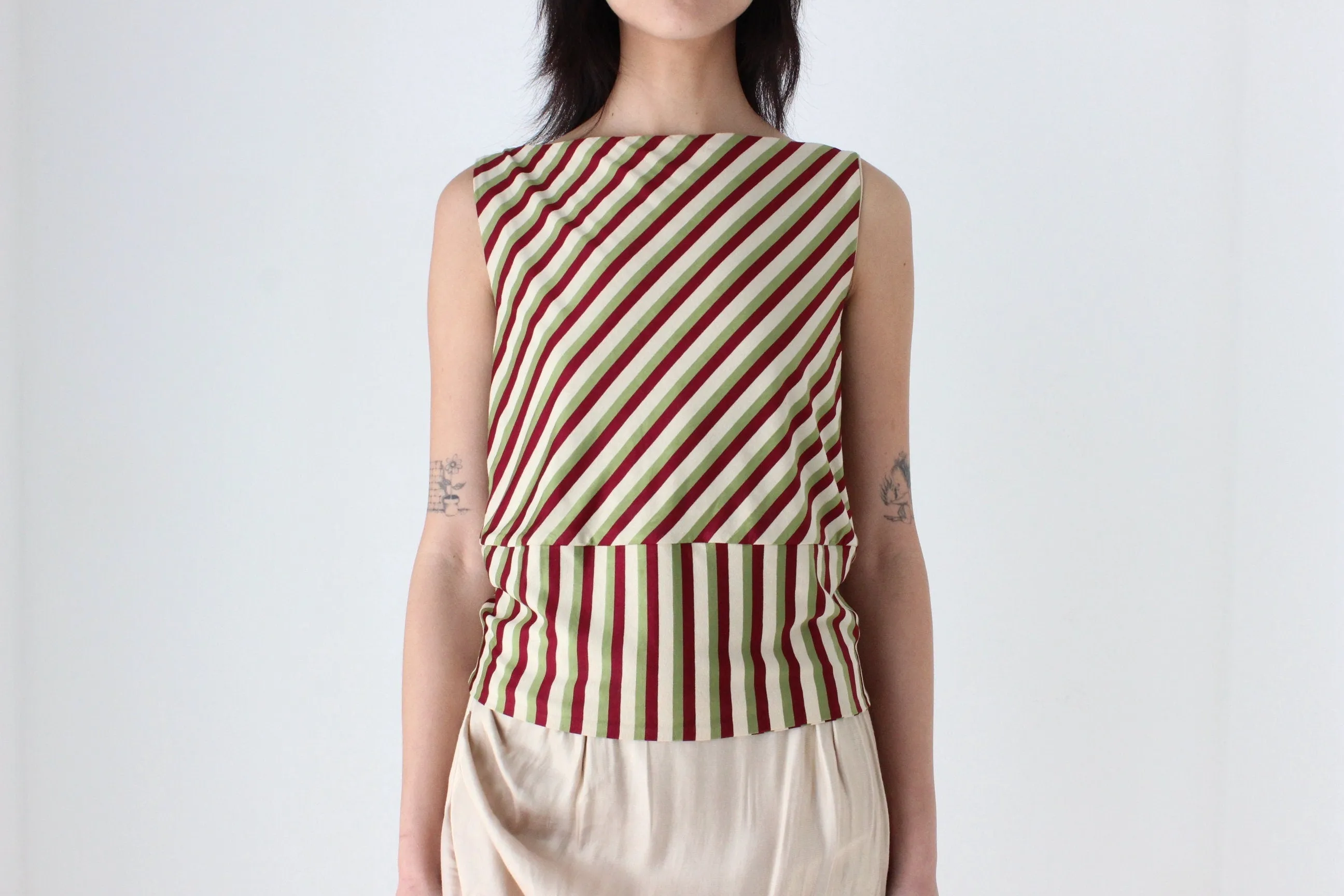 Y2K Slinky Striped High Neck Tank Top by Marcs