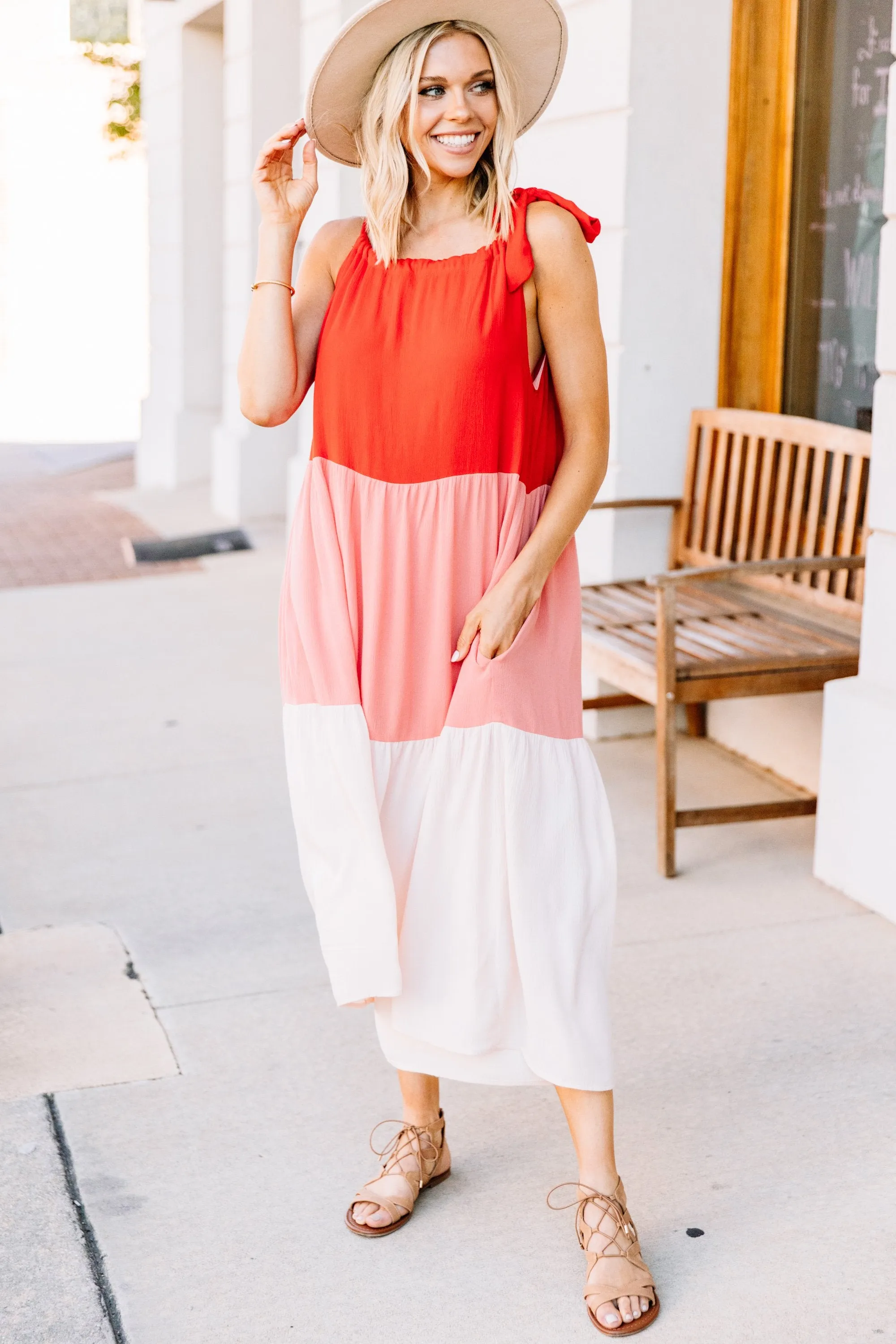 Your Best Self Coral Pink Midi Dress
